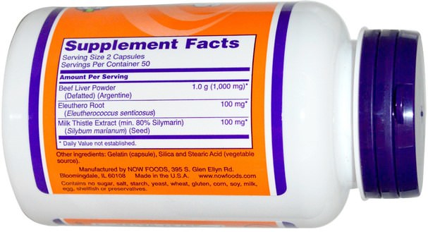 補品，肝臟產品，乾燥肝臟 - Now Foods, Liver Caps, 100 Capsules