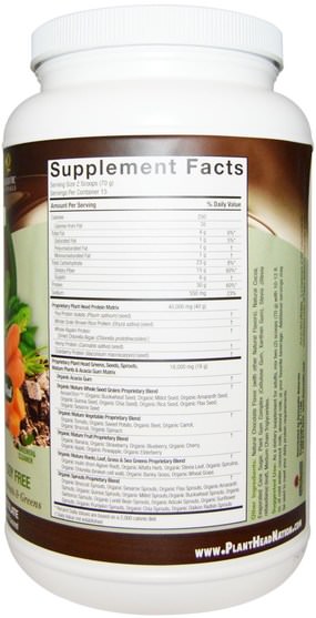 補充劑，代餐奶昔 - Genceutic Naturals, Plant Head, Real Meal, Chocolate, 2.3 lb (1050 g)