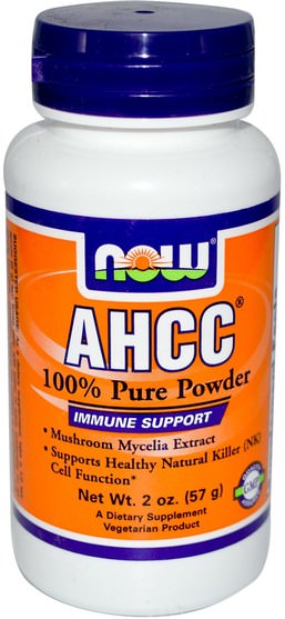 補充劑，藥用蘑菇，ahcc，蘑菇粉 - Now Foods, AHCC, Pure Powder, 2 oz (57 g)