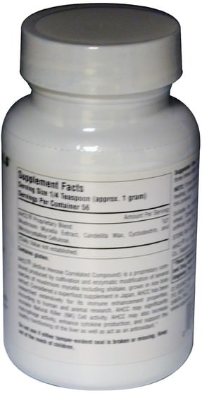 補充劑，藥用蘑菇，ahcc，蘑菇粉 - Source Naturals, AHCC, 2 oz (56 g)