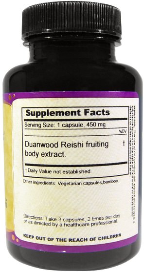 補充劑，藥用蘑菇，蘑菇膠囊，adaptogen - Dragon Herbs, Duanwood Reishi, 450 mg, 100 Veggie Caps