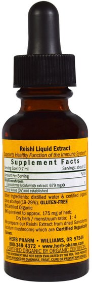 補充劑，藥用蘑菇，靈芝蘑菇，adaptogen - Herb Pharm, Reishi, 1 fl oz (30 ml)