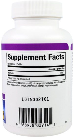 補充劑，褪黑激素1毫克 - Natural Factors, Stress-Relax, Melatonin, 1 mg, 180 Chewable Tablets