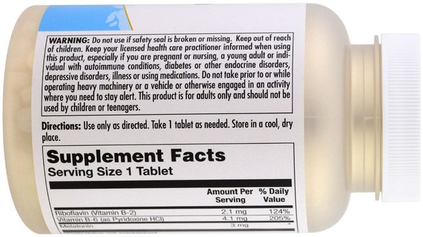 補充劑，褪黑激素3毫克 - KAL, Melatonin SR, 3 mg, 120 Tablets