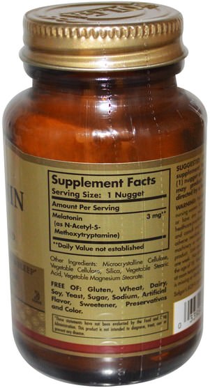 補充劑，褪黑素3毫克，睡覺 - Solgar, Melatonin, 3 mg, 120 Nuggets