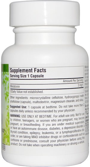 補充劑，褪黑激素3毫克 - Source Naturals, Vegan True, Melatonin, 3 mg, 60 Veggie Caps 