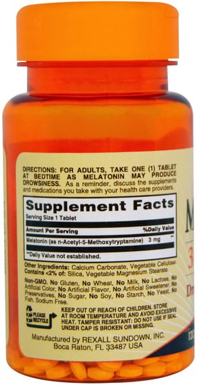 補充劑，褪黑激素3毫克 - Sundown Naturals, Melatonin, 3 mg, 120 Tablets