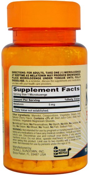 補充劑，褪黑激素5毫克 - Sundown Naturals, Melatonin, Dissolvable, 5 mg, 90 Microlozenges