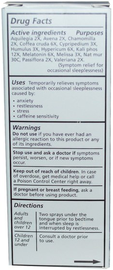 補充劑，褪黑激素，順勢療法抗壓力和睡眠 - Liddell, Ins, Insomnia, Oral Spray, 1 fl oz (30 ml)
