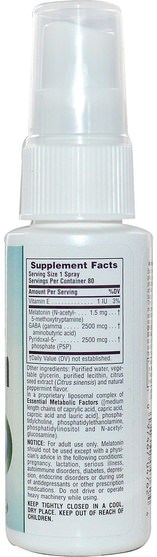 補充劑，褪黑激素液 - Natures Plus, InstaNutrient, Melatonin Supplement Spray, Natural Peppermint, 2 fl oz (59.14 ml)