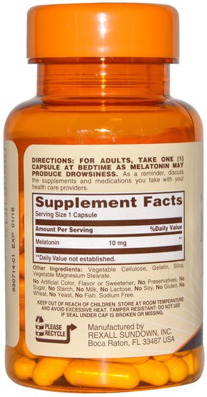補充劑，褪黑激素 - Sundown Naturals, Maximum Strength Melatonin, 10 mg, 90 Capsules