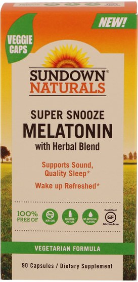補充劑，褪黑激素 - Sundown Naturals, Super Snooze Melatonin, 90 Capsules