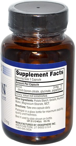 補充劑，礦物質，硼 - Twinlab, Tri-Boron, 3 mg, 100 Capsules