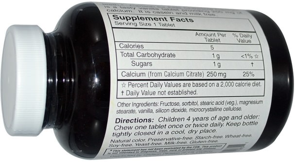 補充劑，礦物質，鈣，咀嚼鈣，兒童健康，兒童補品 - Carlson Labs, Kids Chewable Calcium, Vanilla, 60 Tablets