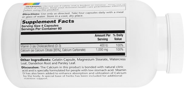 補品，礦物質，檸檬酸鈣 - Solaray, Calcium Citrate, with Vitamin D-3, 240 Capsules