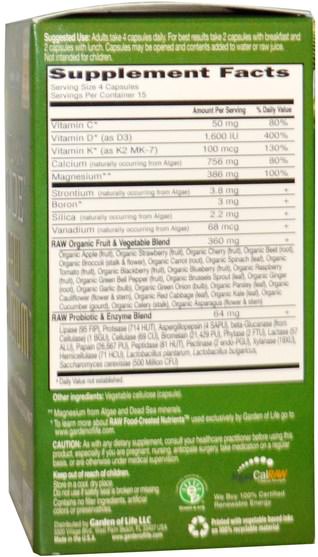補品，礦物質，鈣 - Garden of Life, Vitamin Code, Raw Calcium, 60 UltraZorbe Vegetarian Capsules