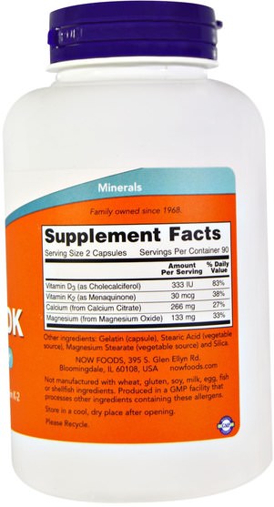 補品，礦物質，鈣和鎂，健康，骨骼 - Now Foods, Cal-Mag DK, 180 Capsules