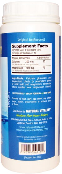 補充劑，礦物質，鈣和鎂 - Natural Vitality, Balanced CalMag, Original (Unflavored), 8 oz (226 g)