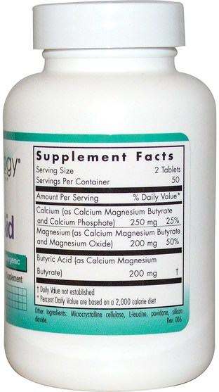 補充劑，礦物質，鈣和鎂 - Nutricology, ButyrAid, 100 Tablets