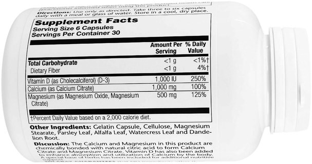 補充劑，礦物質，鈣和鎂 - Solaray, Cal-Mag Citrate, 1000 IU Vitamin D-3, 180 Capsules