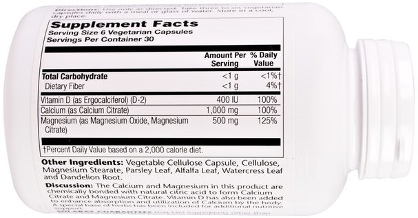 補充劑，礦物質，鈣和鎂 - Solaray, Cal-Mag Citrate, 400 IU Vitamin D, 180 Vegetarian Capsules