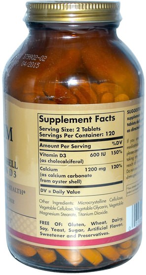 補品，礦物質，鈣，蠔殼鈣 - Solgar, Calcium 600, from Oyster Shell with Vitamin D3, 240 Tablets