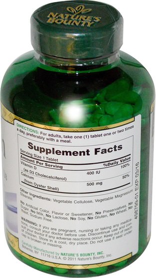 補充劑，礦物質，鈣維生素d - Natures Bounty, Calcium with Vitamin D3, 500 mg, 300 Tablets