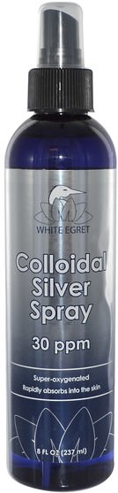補品，礦物質，膠體銀 - White Egret Personal Care, Colloidal Silver Spray, 30 ppm, 8 fl oz (237 ml)