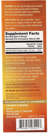 補品，礦物質，碘 - Life Flo Health, Liquid Iodine Plus Liquid Drops, Natural Orange Flavor, 2 fl oz (59 ml)