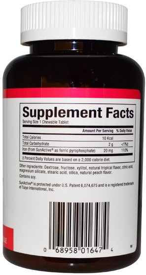補品，礦物質，鐵 - Natural Factors, Easy Iron, 20 mg, 60 Chewable Tablets