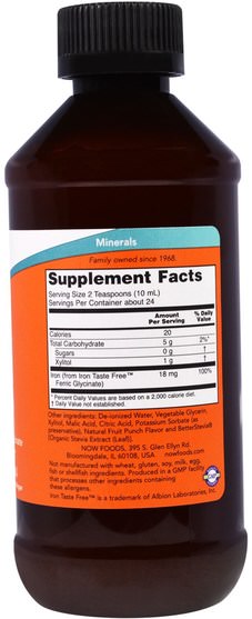 補品，礦物質，鐵 - Now Foods, Iron Liquid, 8 fl oz (237 ml)