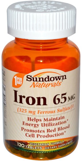 補品，礦物質，鐵 - Sundown Naturals, Iron, 65 mg, 120 Tablets