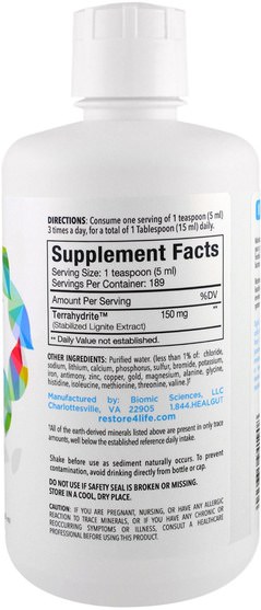 補品，礦物質，液體礦物質 - Restore, For Gut Health Mineral Supplement, 32 fl oz (946 ml)