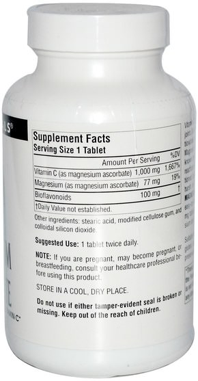 補充劑，礦物質，抗壞血酸鎂 - Source Naturals, Magnesium Ascorbate, 1000 mg, 120 Tablets