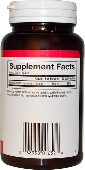 補充劑，礦物質，檸檬酸鎂 - Natural Factors, Magnesium Citrate, 150 mg, 90 Capsules