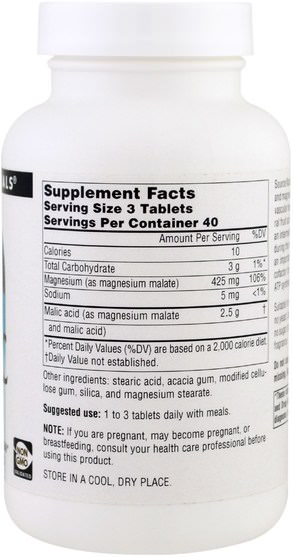 補充劑，礦物質，鎂蘋果酸 - Source Naturals, Malic Acid, 833 mg, 120 Tablets