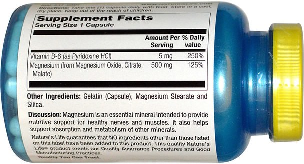 補品，礦物質，鎂 - Natures Life, Magnesium, 500 mg, 100 Capsules