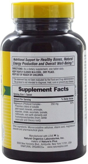 補品，礦物質，鎂 - Natures Plus, Dyno-Mins, Magnesium, 250 mg, 90 Acid-Resistant Tablets