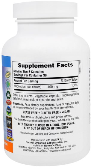 補品，礦物質，鎂 - Natures Plus, Kalmassure, Magnesium, 400 mg, 90 Veggie Caps