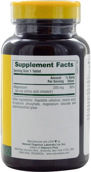 補品，礦物質，鎂 - Natures Plus, Magnesium, 200 mg, 90 Tablets