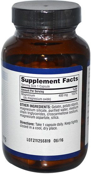 補品，礦物質，氧化鎂 - Twinlab, Magnesium Caps, 400 mg, 100 Capsules
