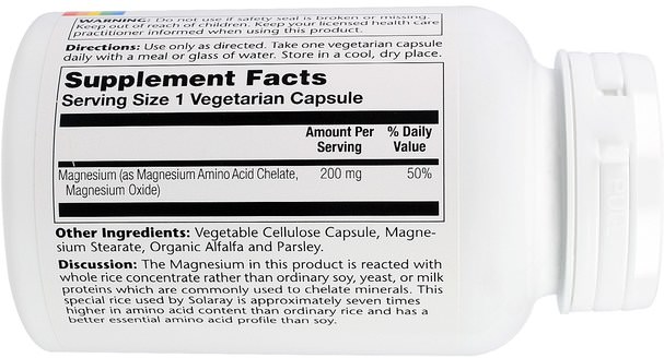 補品，礦物質，鎂 - Solaray, Magnesium, 200 mg, 100 Veggie Caps