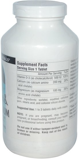 補品，礦物質，鎂 - Source Naturals, Calcium & Magnesium, 300 mg, 250 Tablets