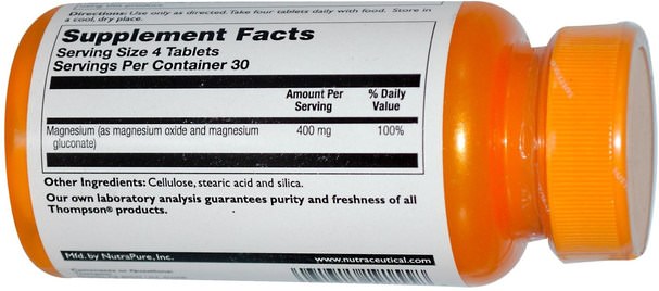 補品，礦物質，鎂 - Thompson, Magnesium, 100 mg, 120 Tablets