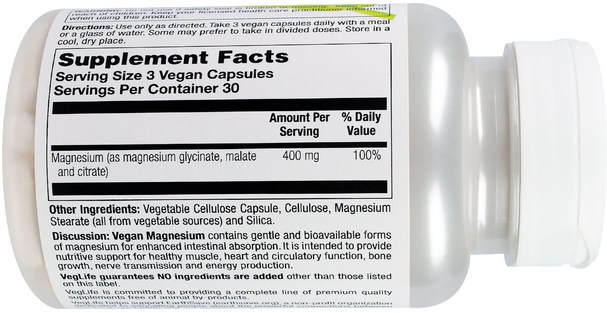 補品，礦物質，鎂 - VegLife, Vegan Magnesium, Triple Source, 90 Vegan Caps