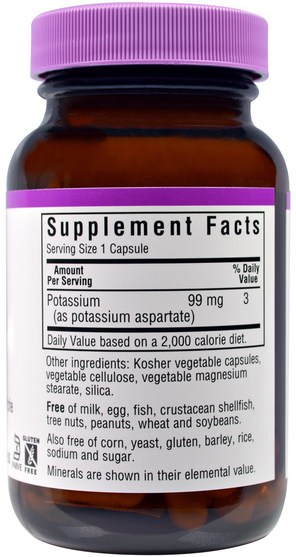 補充劑，礦物質，鉀 - Bluebonnet Nutrition, Potassium, 99 mg, 90 Veggie Caps