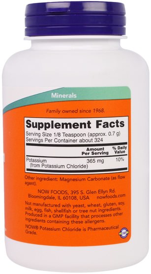 補品，礦物質，氯化鉀 - Now Foods, Potassium Chloride Powder, 8 oz (227 g)
