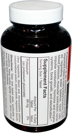 補品，礦物質，葡萄糖酸鉀 - Carlson Labs, Potassium, 99 mg, 250 Tablets