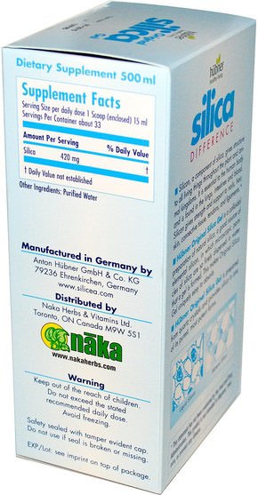 補充劑，礦物質，二氧化矽（矽） - Naka Herbs & Vitamins Ltd, Hubner, Original Silica Gel, 17 fl oz (500 ml)
