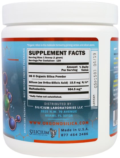 補充劑，礦物質，二氧化矽（矽） - Silicium Laboratories Orgono, Organic Silica Powder, 4.23 oz (120 g)